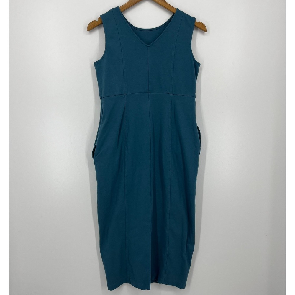 Azul by‎ Moussy Dress Women's Size M Blue 100% Cotton Solid Sleeveless Pockets
